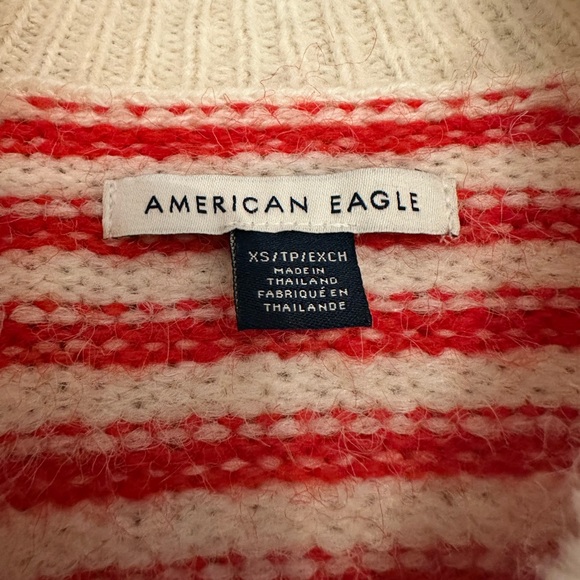 American Eagle Red and Cream Striped Sweater | XS - Picture 2 of 2